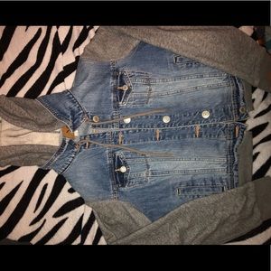 American Eagle sweatshirt jean jacket